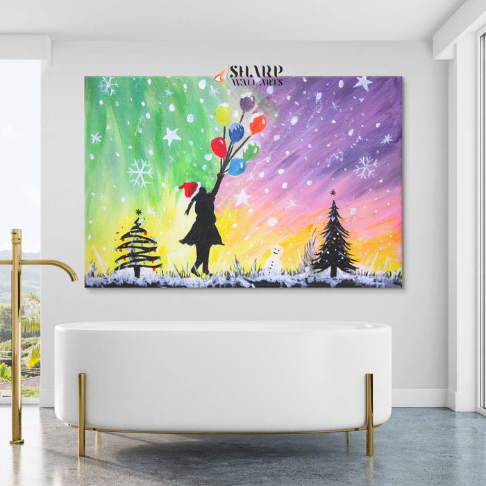 Banksy - Christmas Flying Balloon Girl - SharpWallArts