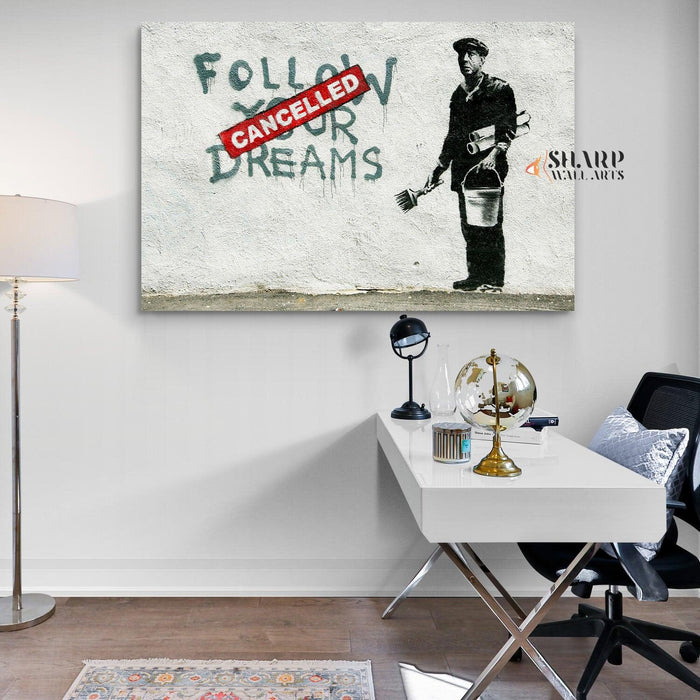Banksy - Follow Your Dreams Wall Art Canvas - SharpWallArts