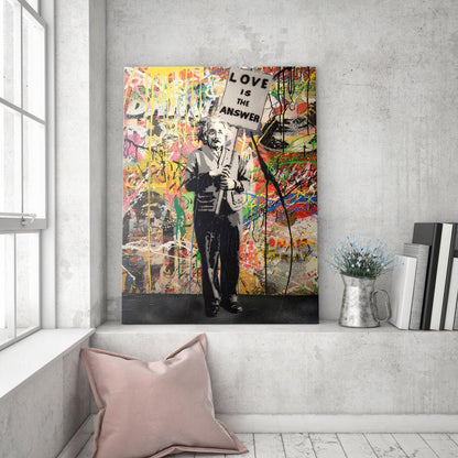 Banksy - Love Is The Answer Einstein Wall Art Canvas - SharpWallArts