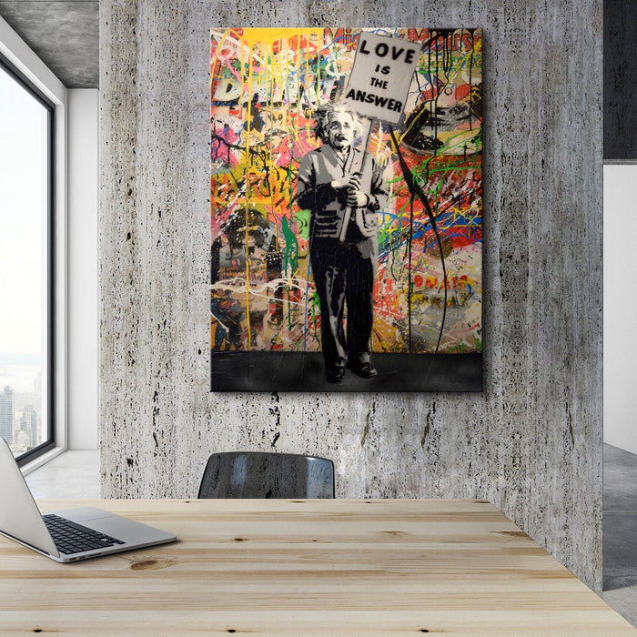 Banksy - Love Is The Answer Einstein Wall Art Canvas - SharpWallArts