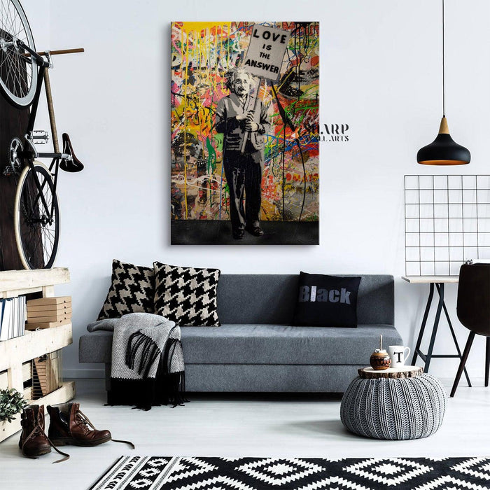 Banksy - Love Is The Answer Einstein Wall Art Canvas - SharpWallArts