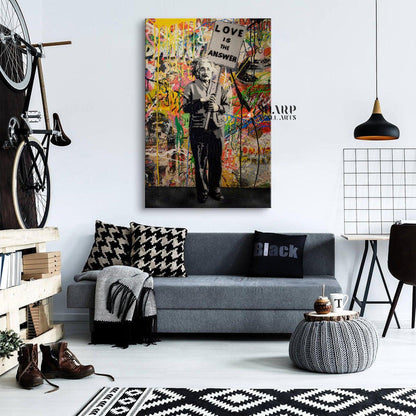 Banksy - Love Is The Answer Einstein Wall Art Canvas - SharpWallArts