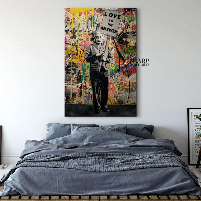 Banksy - Love Is The Answer Einstein Wall Art Canvas - SharpWallArts