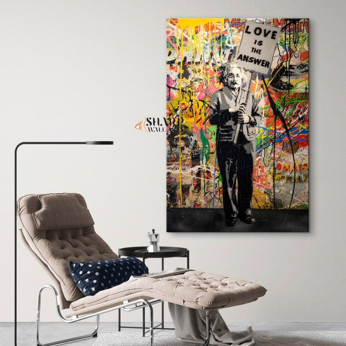 Banksy - Love Is The Answer Einstein Wall Art Canvas - SharpWallArts