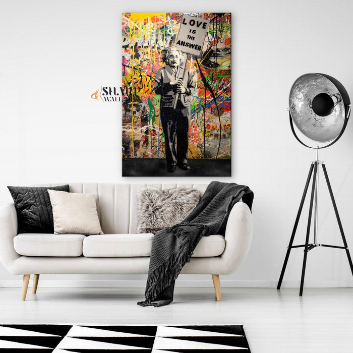 Banksy - Love Is The Answer Einstein Wall Art Canvas - SharpWallArts