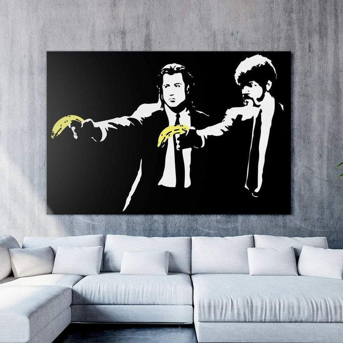 Banksy - Pulp Fiction Bananas Wall Art Canvas Print - SharpWallArts