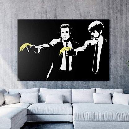 Banksy - Pulp Fiction Bananas Wall Art Canvas Print - SharpWallArts