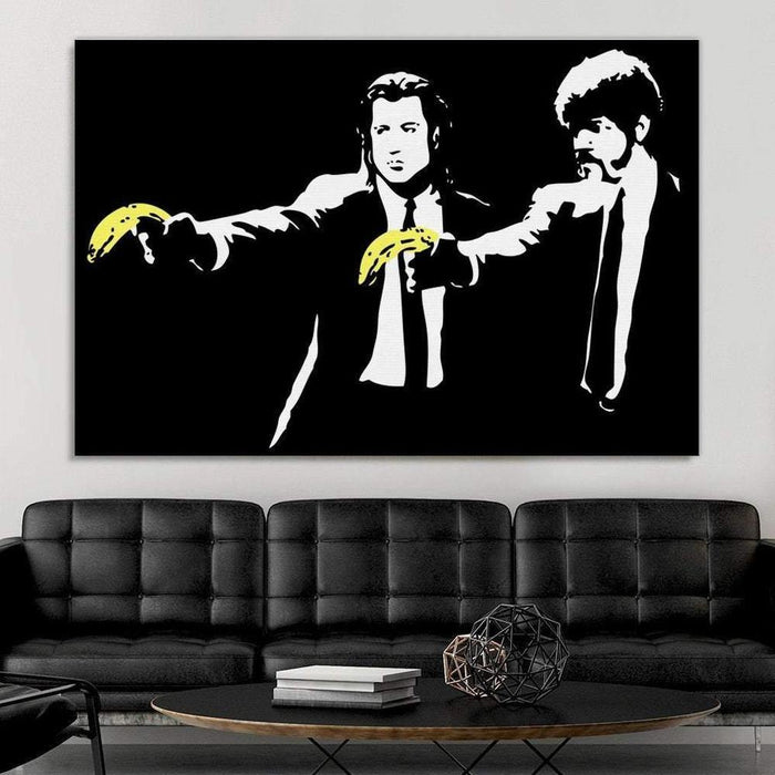 Banksy - Pulp Fiction Bananas Wall Art Canvas Print - SharpWallArts