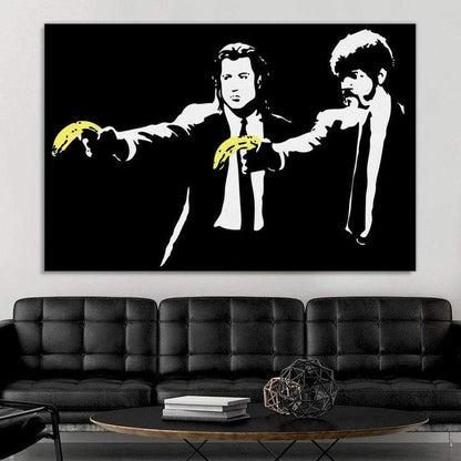 Banksy - Pulp Fiction Bananas Wall Art Canvas Print - SharpWallArts