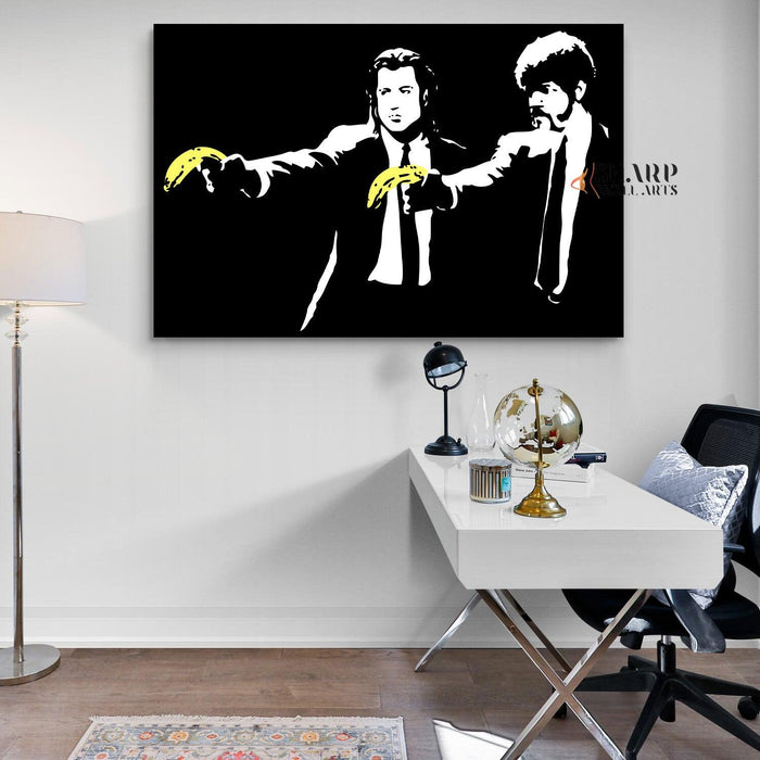 Banksy - Pulp Fiction Bananas Wall Art Canvas Print - SharpWallArts