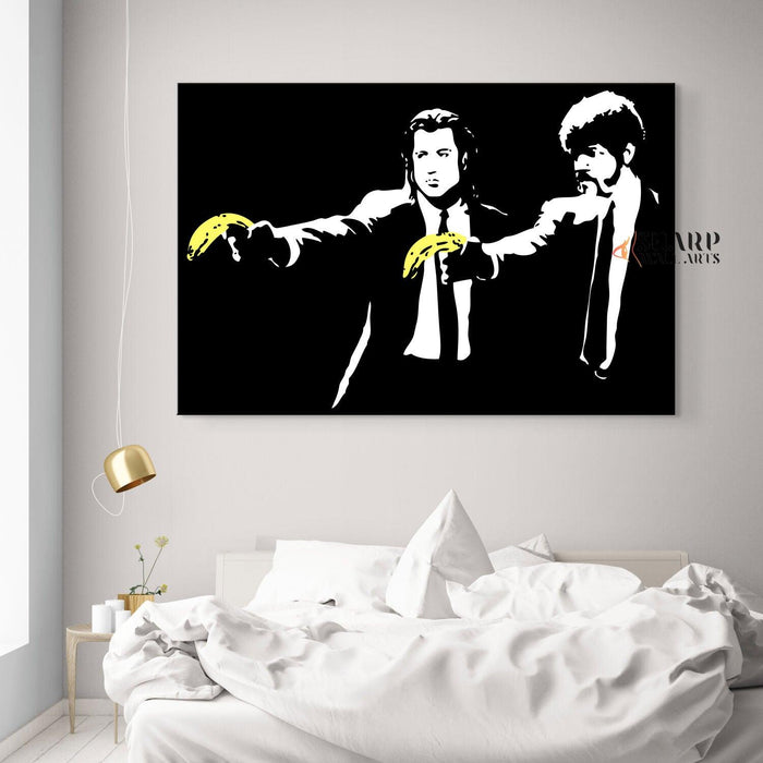 Banksy - Pulp Fiction Bananas Wall Art Canvas Print - SharpWallArts