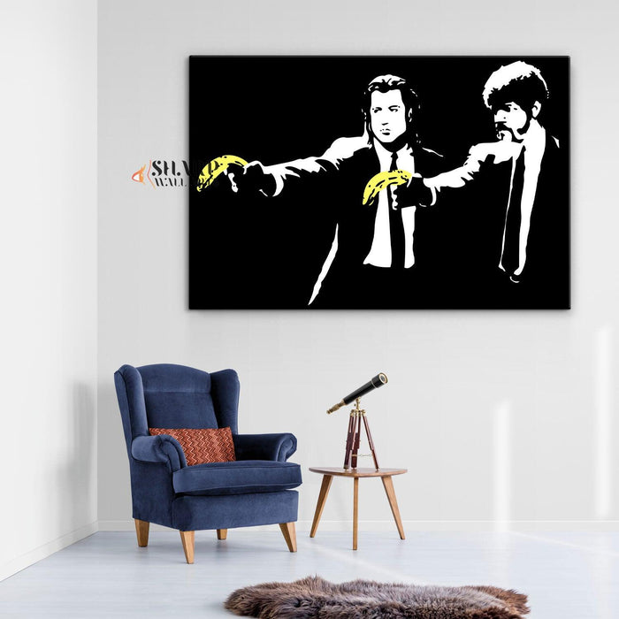 Banksy - Pulp Fiction Bananas Wall Art Canvas Print - SharpWallArts