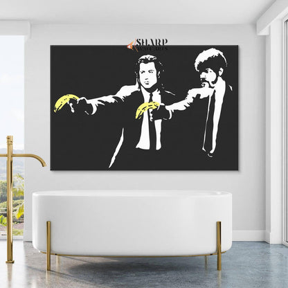 Banksy - Pulp Fiction Bananas Wall Art Canvas Print - SharpWallArts