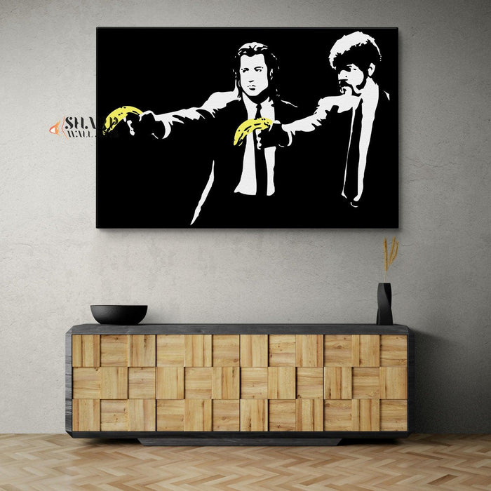 Banksy - Pulp Fiction Bananas Wall Art Canvas Print - SharpWallArts