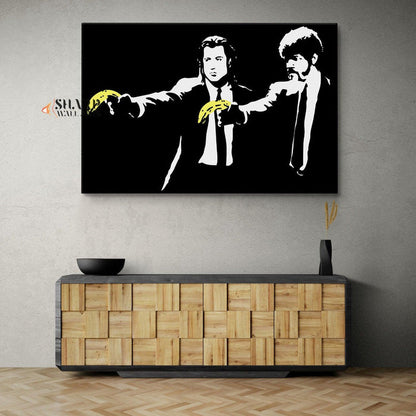 Banksy - Pulp Fiction Bananas Wall Art Canvas Print - SharpWallArts