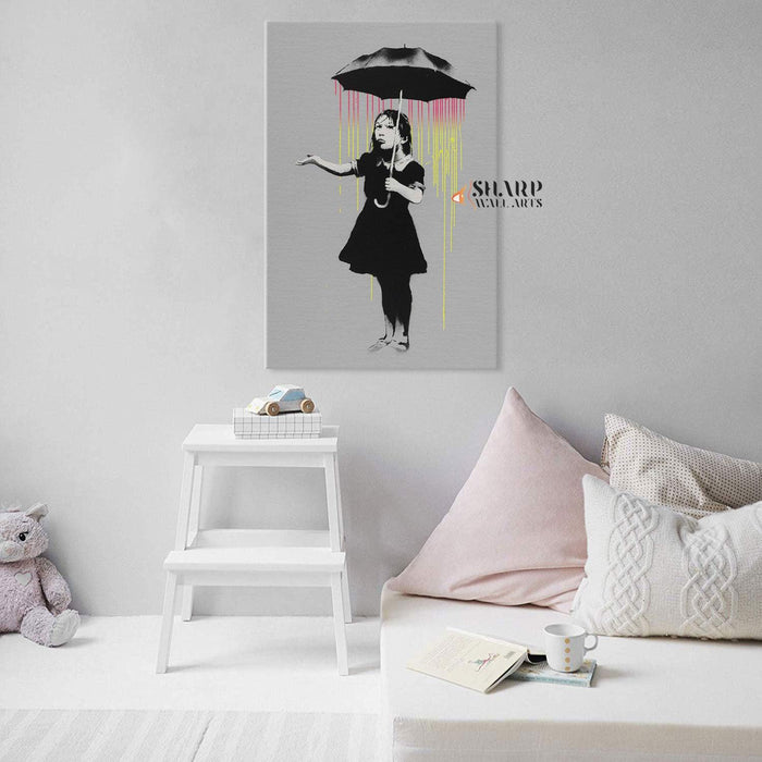 Banksy - Umbrella Girl (NOLA) Wall Art Canvas - SharpWallArts