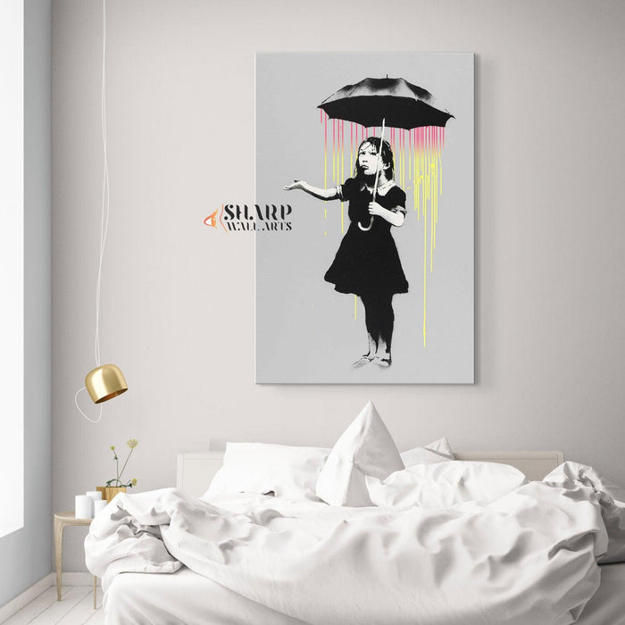 Banksy - Umbrella Girl (NOLA) Wall Art Canvas - SharpWallArts