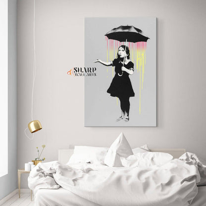 Banksy - Umbrella Girl (NOLA) Wall Art Canvas - SharpWallArts