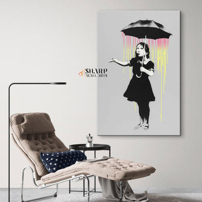 Banksy - Umbrella Girl (NOLA) Wall Art Canvas - SharpWallArts