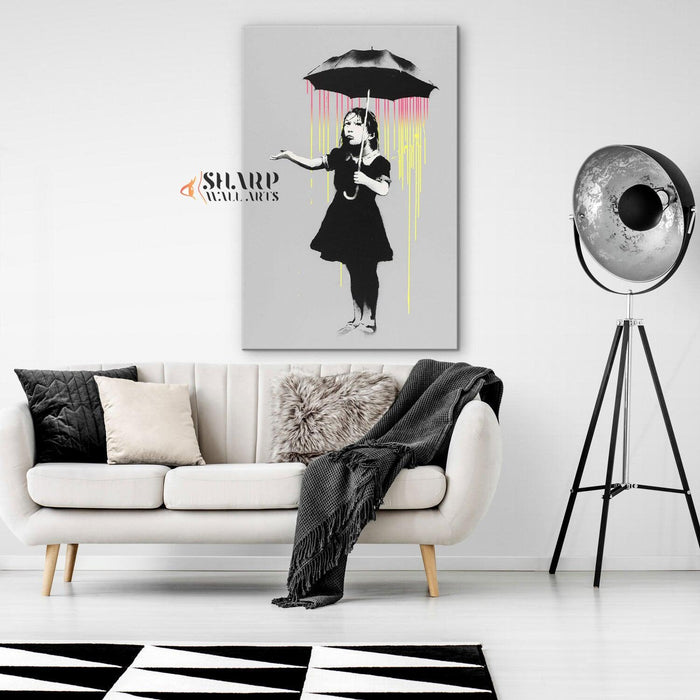 Banksy - Umbrella Girl (NOLA) Wall Art Canvas - SharpWallArts