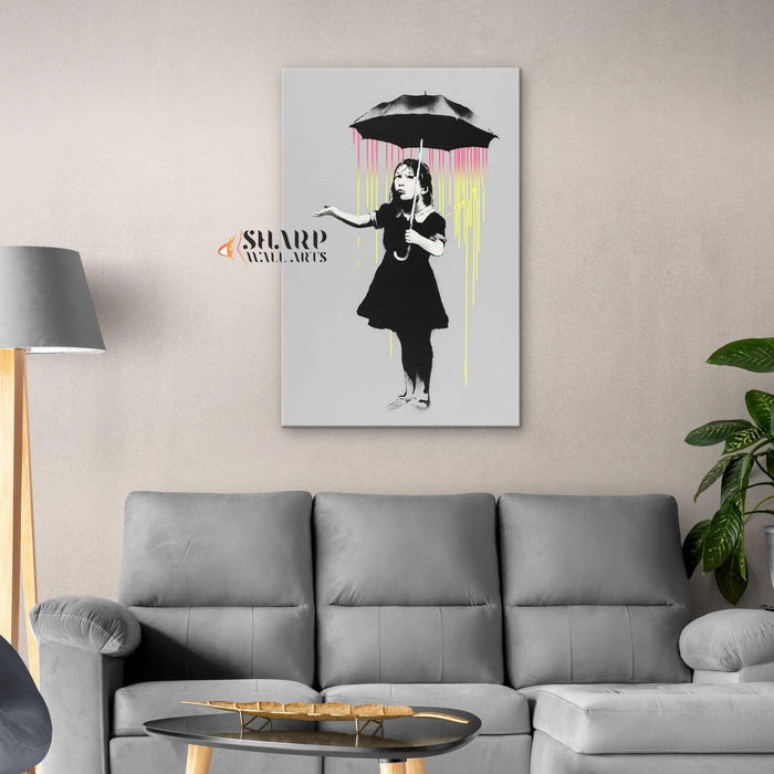 Banksy - Umbrella Girl (NOLA) Wall Art Canvas - SharpWallArts