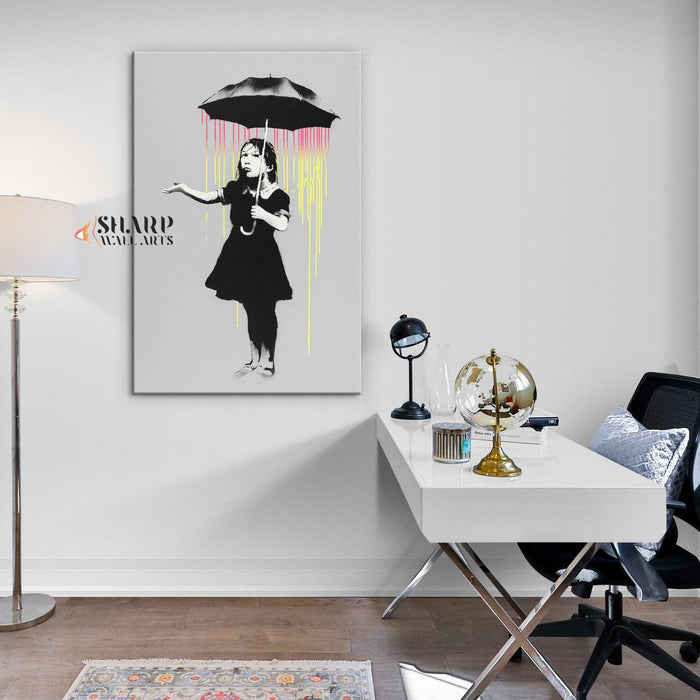 Banksy - Umbrella Girl (NOLA) Wall Art Canvas - SharpWallArts