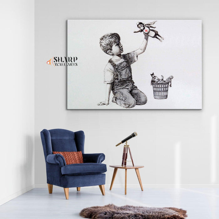 Banksy Game Changer - Nurse Superhero - SharpWallArts