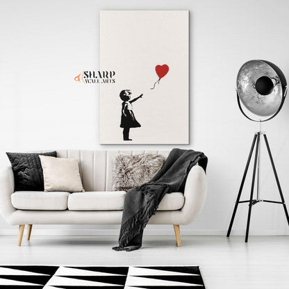 Banksy Girl with Balloon Canvas Wall Art - SharpWallArts