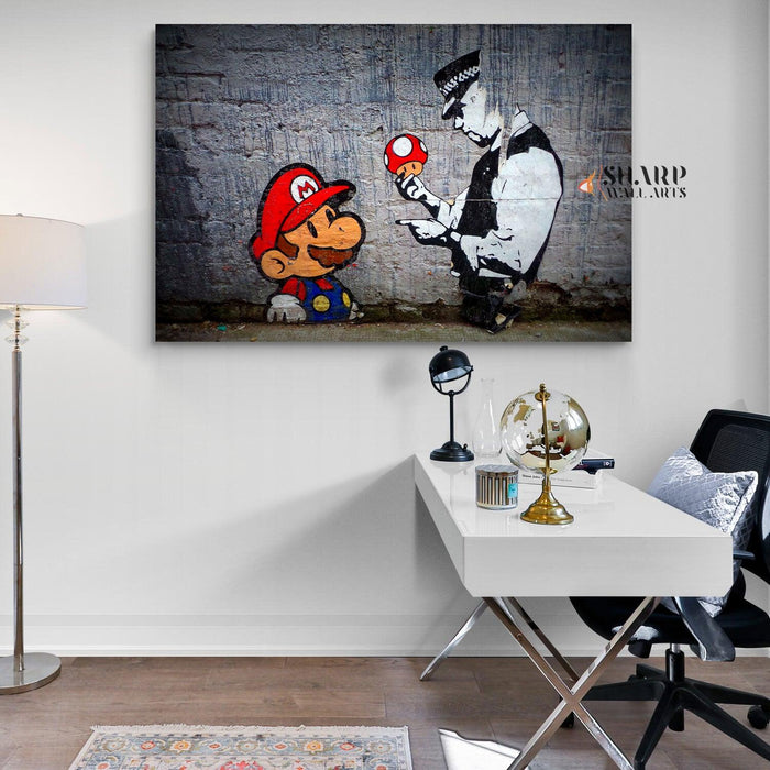 Banksy Super Mario Wall Art Canvas - SharpWallArts