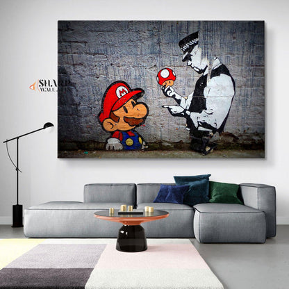 Banksy Super Mario Wall Art Canvas - SharpWallArts