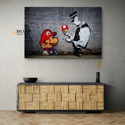 Banksy Super Mario Wall Art Canvas - SharpWallArts