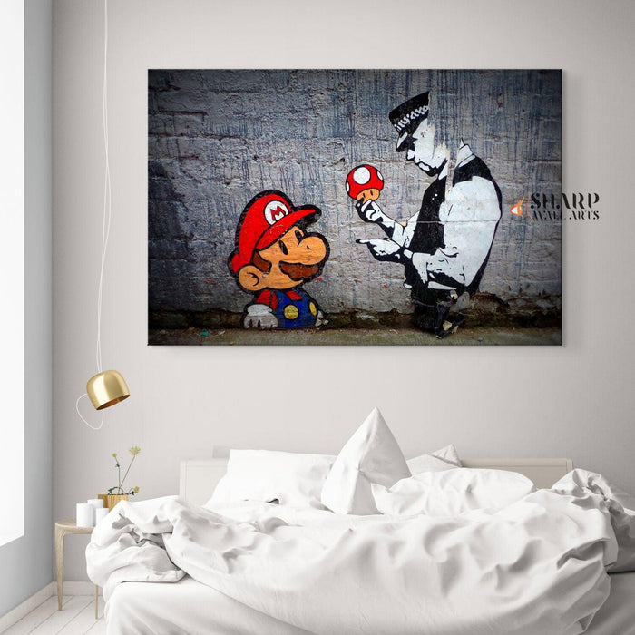 Banksy Super Mario Wall Art Canvas - SharpWallArts