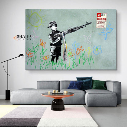 Banksy Wall Art - Crayon Boy Westwood California - SharpWallArts