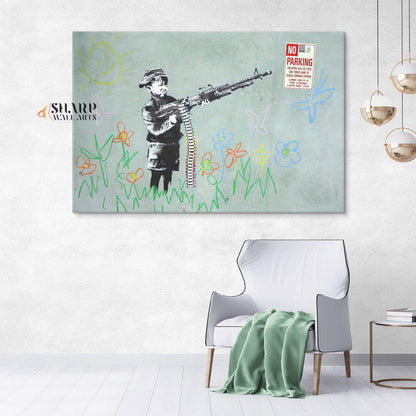 Banksy Wall Art - Crayon Boy Westwood California - SharpWallArts