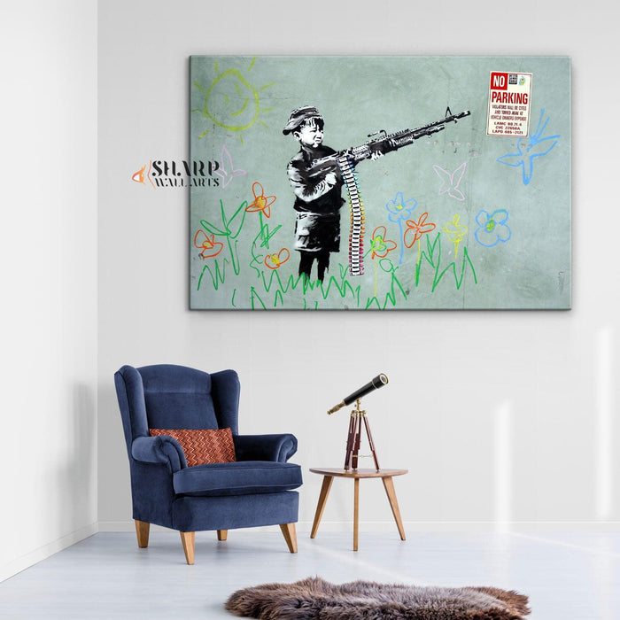 Banksy Wall Art - Crayon Boy Westwood California - SharpWallArts