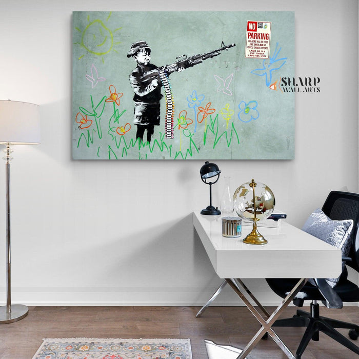 Banksy Wall Art - Crayon Boy Westwood California - SharpWallArts