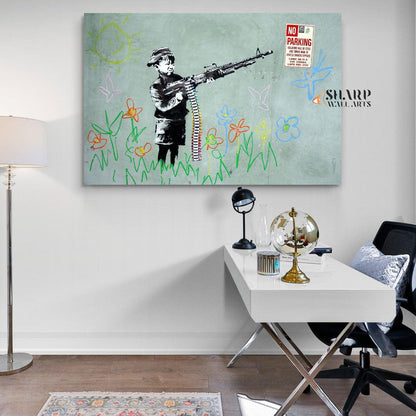 Banksy Wall Art - Crayon Boy Westwood California - SharpWallArts
