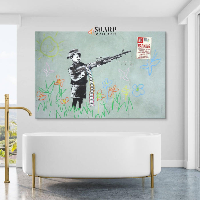 Banksy Wall Art - Crayon Boy Westwood California - SharpWallArts