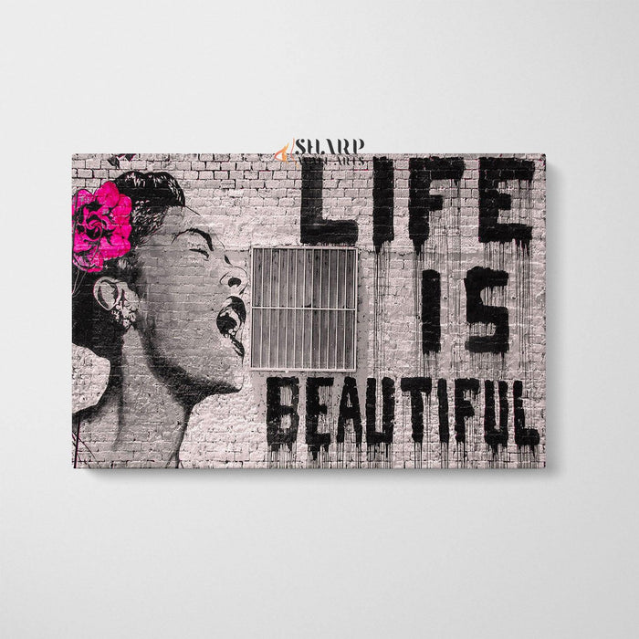 Banksy Wall Art - Life is Beautiful - SharpWallArts