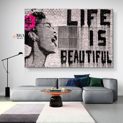 Banksy Wall Art - Life is Beautiful - SharpWallArts