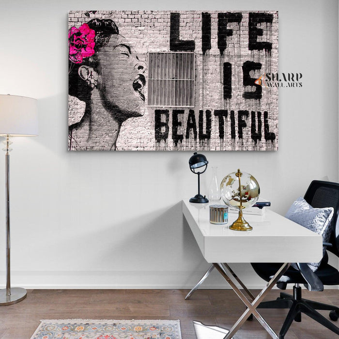 Banksy Wall Art - Life is Beautiful - SharpWallArts