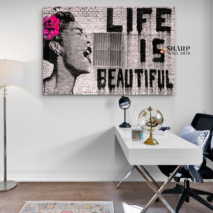 Banksy Wall Art - Life is Beautiful - SharpWallArts