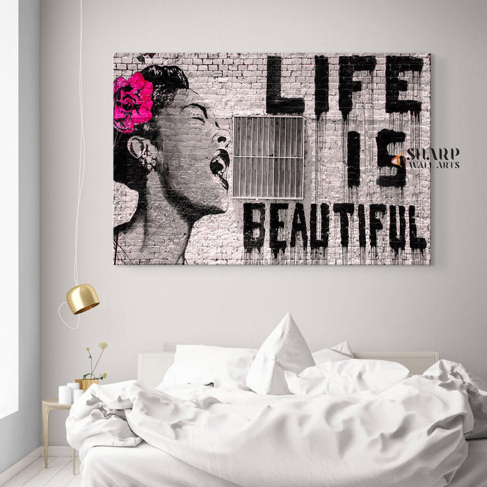 Banksy Wall Art - Life is Beautiful - SharpWallArts