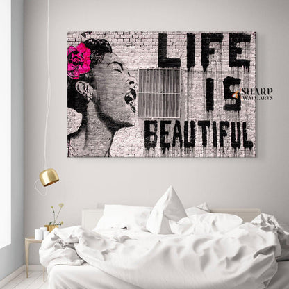 Banksy Wall Art - Life is Beautiful - SharpWallArts