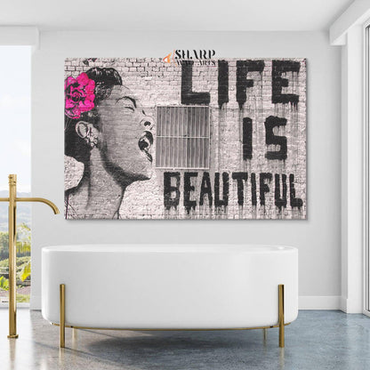 Banksy Wall Art - Life is Beautiful - SharpWallArts
