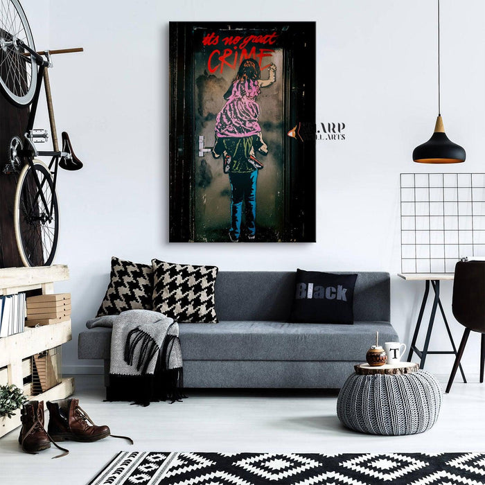 Banksy Wall Art Canvas - Its no great crime - SharpWallArts