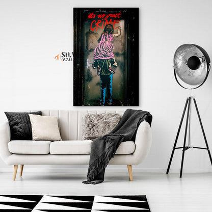 Banksy Wall Art Canvas - Its no great crime - SharpWallArts