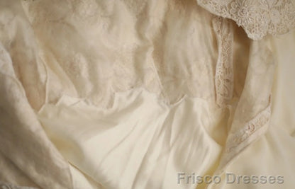 Beige Square Neck Chiffon Lace Empire Dress Long Prom Dress Beaded Wedding Dress