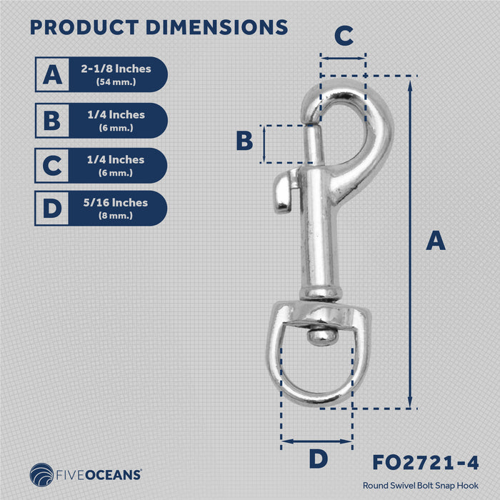 Bimini Top Swivel-Eye Bolt Snap, Zinc Alloy, 4-Pack