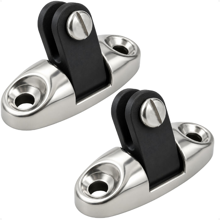 Bimini Top Universal Swivel Deck Hinge, AISI316 Stainless Steel & Black Nylon, 2-Pack